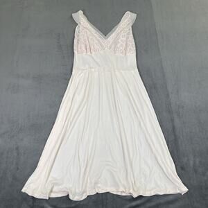 Vintage Lorraine Nightgown Medium Slinky Nylon Pink Lace Slip Bnfts Charity